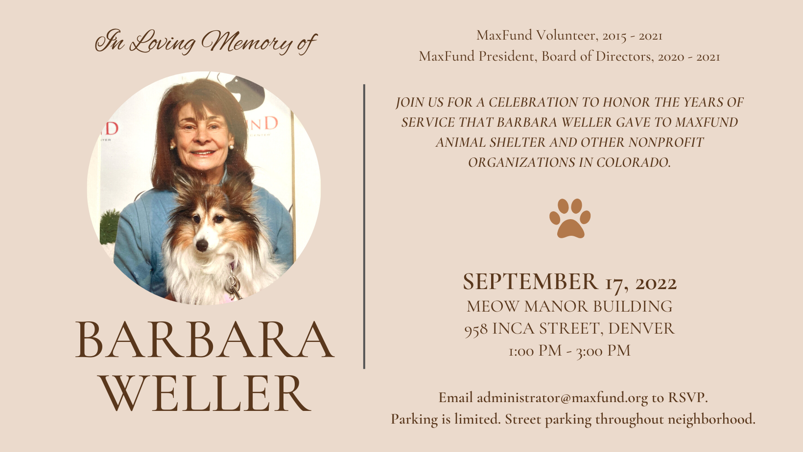 
Celebration of Service for Barbara Weller
